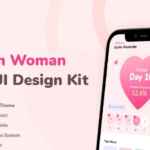 Downloadable UI resources (fig, sketch, xd) for a women's health management, menstrual management, and menstrual record calendar app.